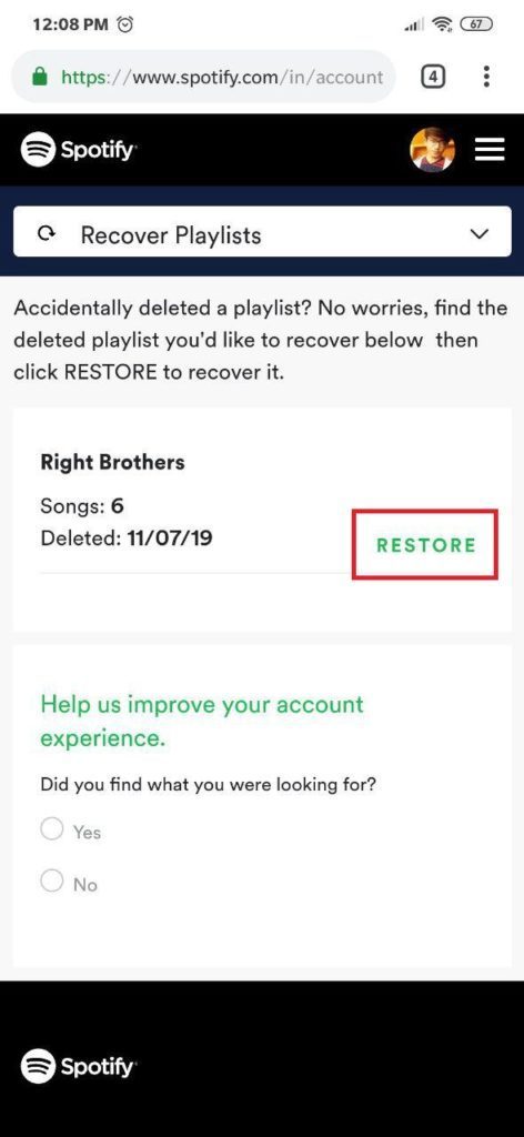Recover Deleted Playlist Spotify App